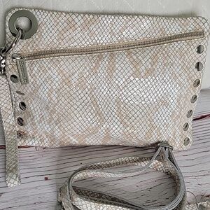 HAMMITT Elegant Cream And Snake Print Clutch